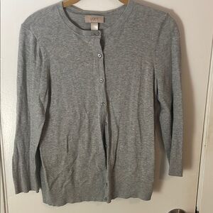 LOFT Heather Gray Button-Up Cardigan